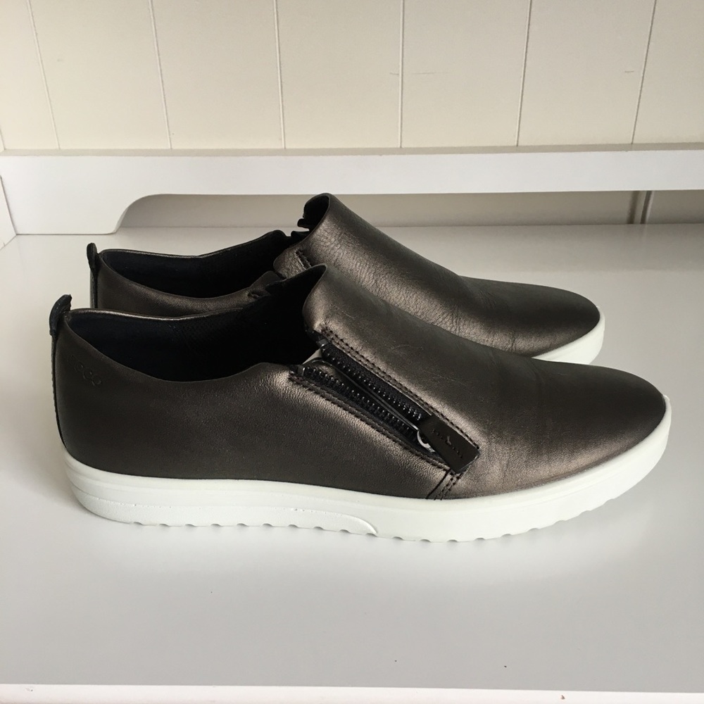 Metallic Ecco Fara Leather Slip-on Sneakers
